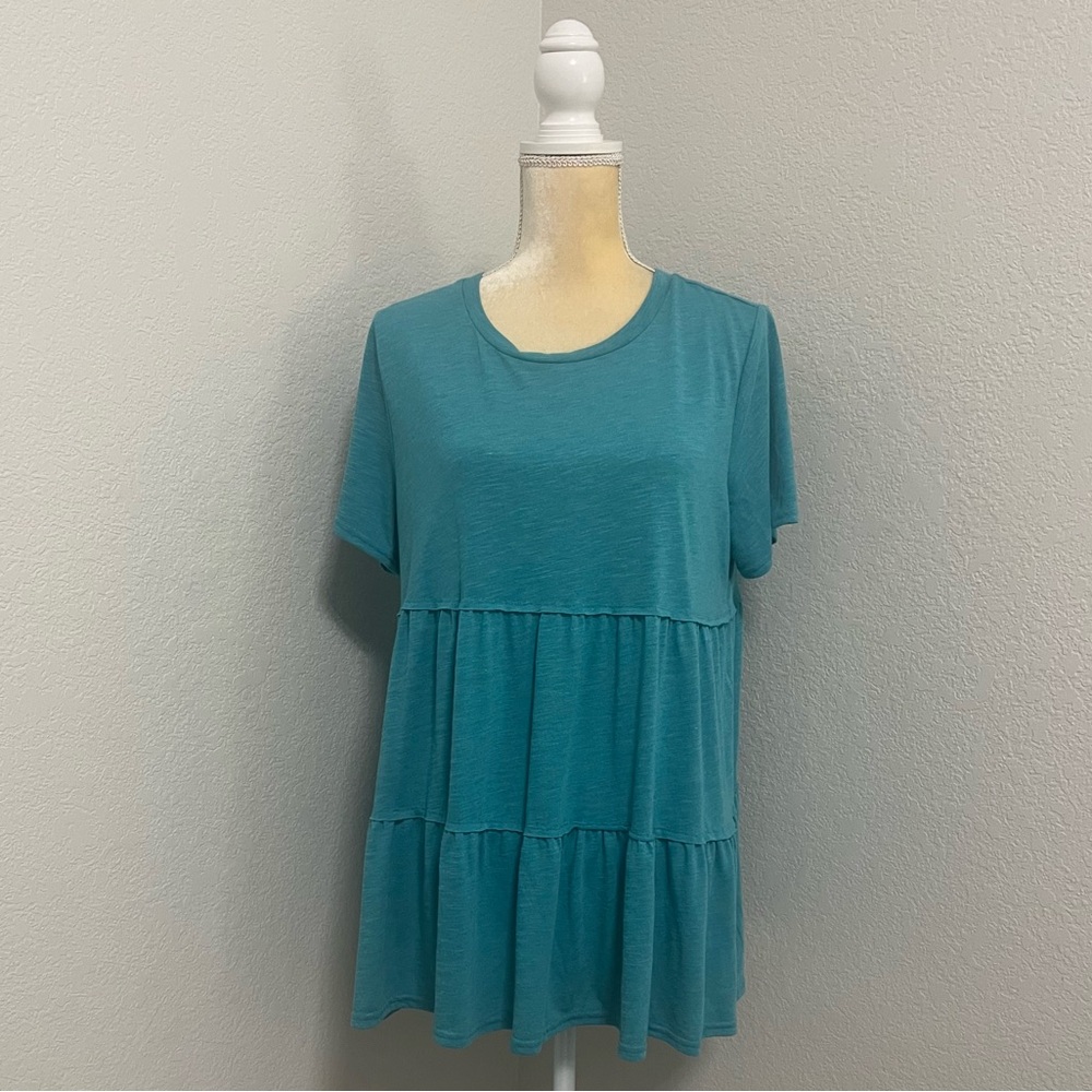 Greige Baby Doll Tiered Women's Top